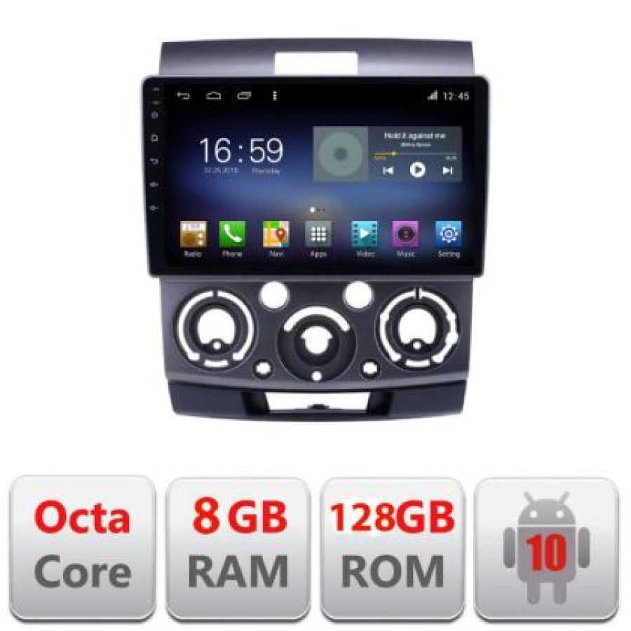 Navigatie Ford Ranger Mazda BT50 2007-2012 F-ranger Octa Core cu Android Radio Bluetooth Internet GPS WIFI DSP 8+128GB - imagine 3