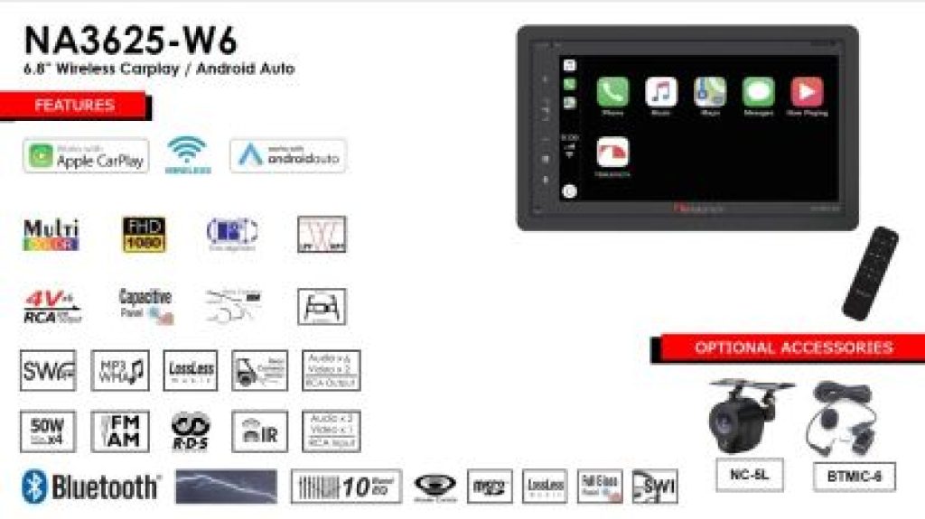 Receiver 2din cu carplay/android auto ecran 6,8 inch capacitiv 4X50W max , 3 preout 4V - imagine 4