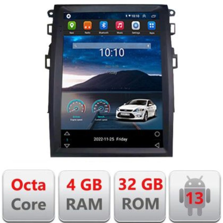 Navigatie tip Tesla Ford Mondeo 4 radio gps internet 8Core 4G carplay android auto 4+32 kit-tesla-377+EDT-E420 - imagine 2