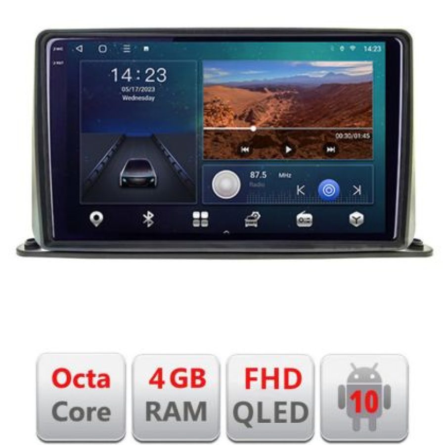 Navigatie universala 2 din 9 inch Android Ecran QLED octa core 4+64 carplay android auto KIT-2din-1+EDT-E309V3 - imagine 2
