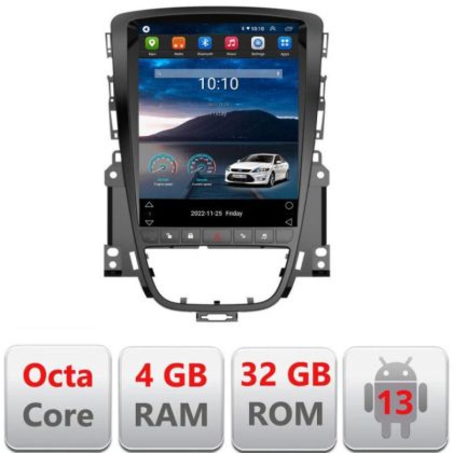Navigatie tip Tesla Opel Astra J 2009-2017 radio gps internet 8Core 4G carplay android auto 4+32 kit-tesla-072+EDT-E42 - imagine 2