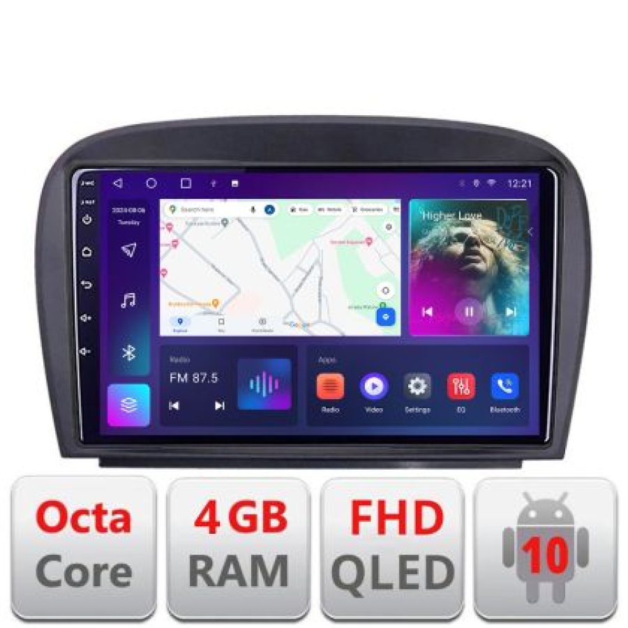 Navigatie Mercedes SL W230 2004-2011 B-W230 Android Ecran QLED octa core 4+64 carplay android auto KIT-w230+EDT-E309V3 - imagine 3