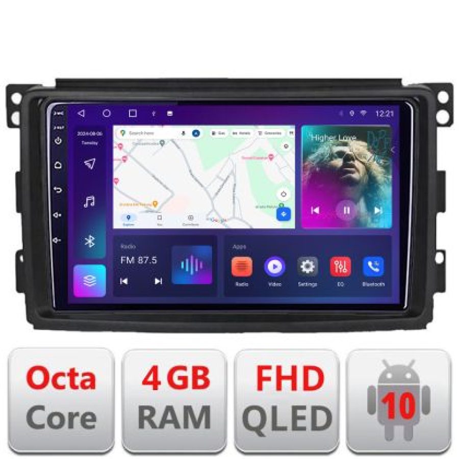 Navigatie Smart 2005-2010 B-SMART05 Android Ecran QLED octa core 4+64 carplay android auto KIT-smart05+EDT-E309V3 - imagine 3