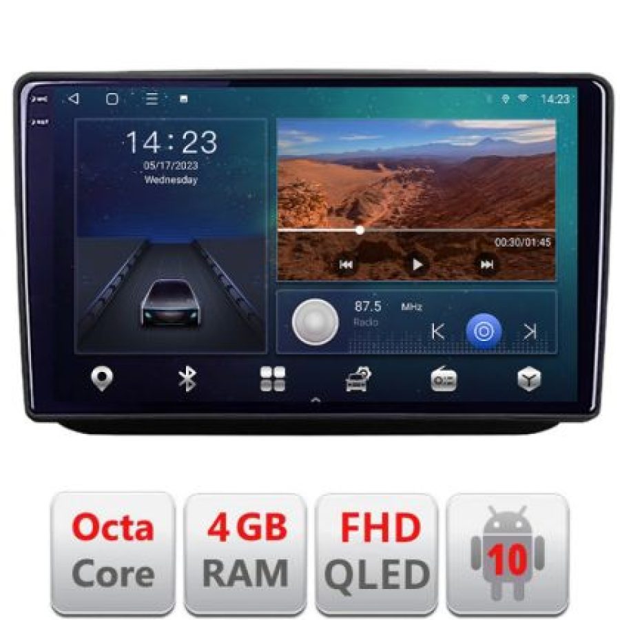 Navigatie Skoda Fabia 2 2009-2014 Android Ecran QLED octa core 4+64 carplay android auto KIT-fabia2+EDT-E310V3 - imagine 2