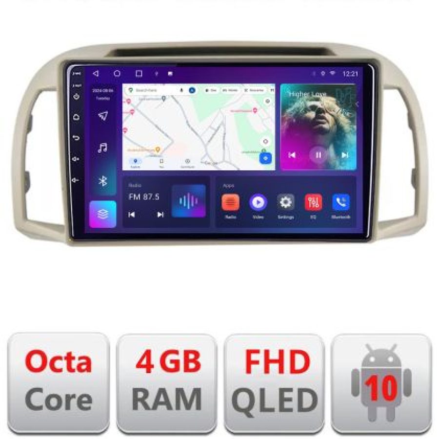 Navigatie Nissan Micra 2002-2010 Android radio gps internet quad core 4+64 carplay android auto KIT-micra2003+EDT-E309v3 - imagine 3