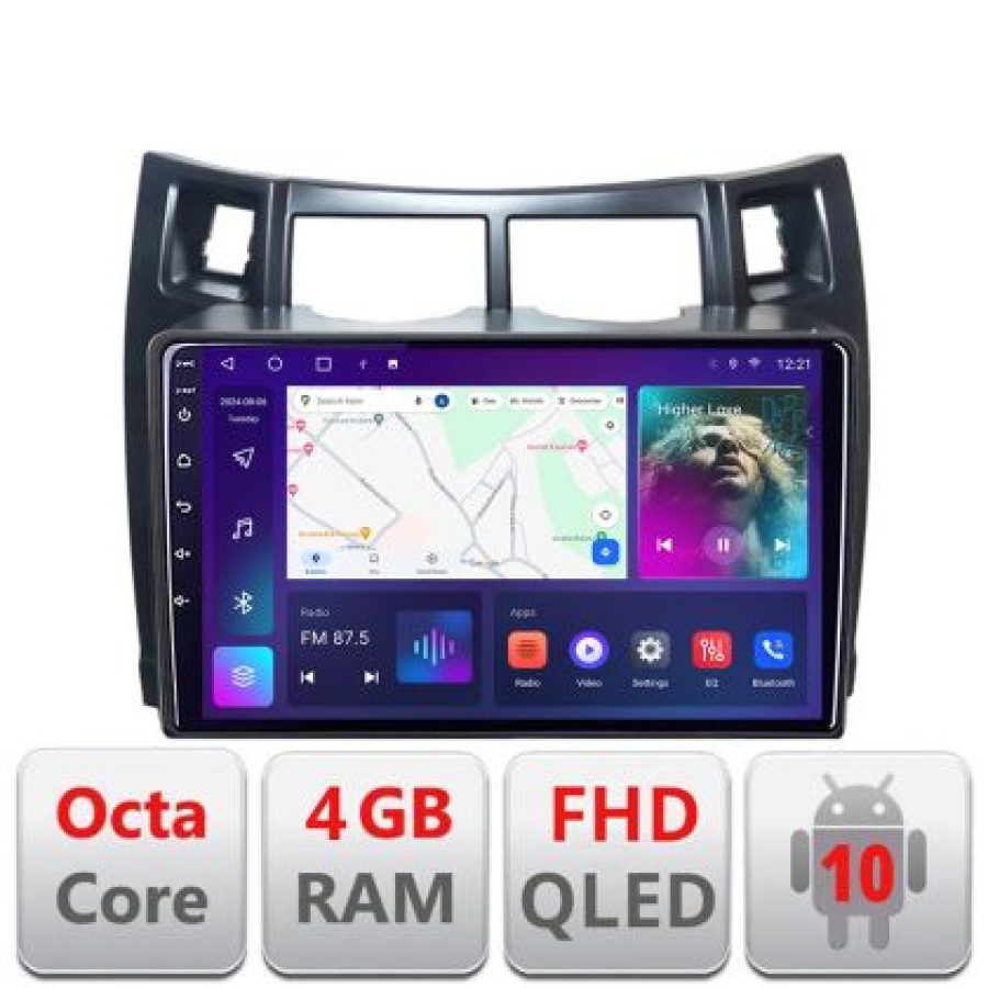 Navigatie Toyota Yaris 2008-2011 B-YARIS08 Android Ecran QLED octa core 4+64 carplay android auto KIT-YARIS08+EDT-E309V3 - imagine 3