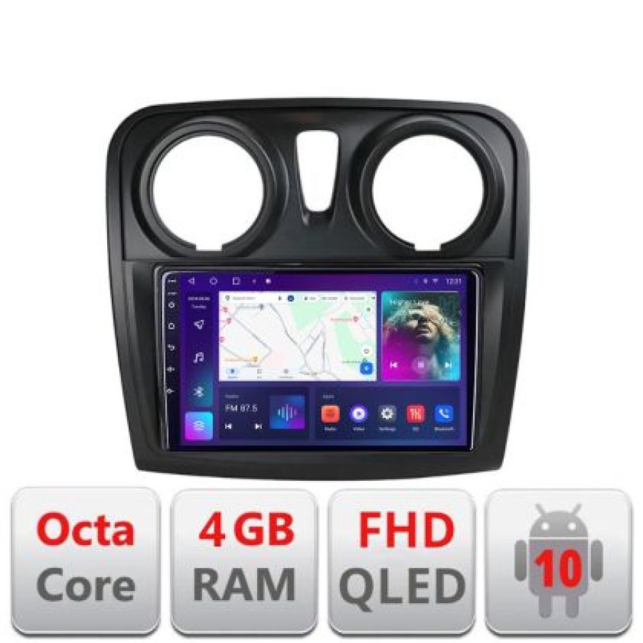 Navigatie Dacia Sandero Logan Lodgy 2012-2020 B-sandero Android Ecran QLED octa core 4+64 carplay android auto kit-sandero+EDT-E309V3 - imagine 3