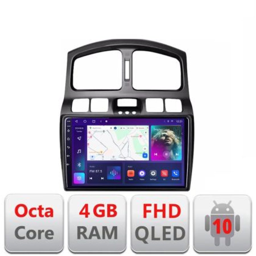 Navigatie HHyundai Santa Fe 2000-2006 Android Ecran QLED octa core 4+64 carplay android auto KIT-santafe-old+EDT-E309V3 - imagine 3