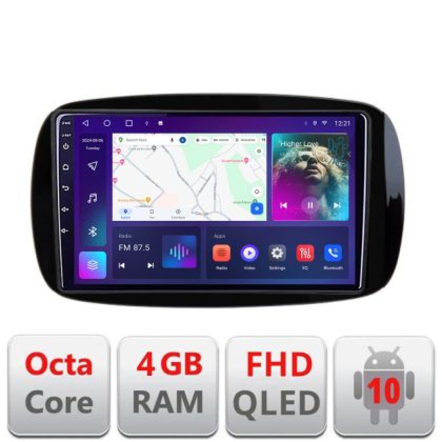 Navigatie Smart For Two 2015- B-Smart15 Android Ecran QLED octa core 4+64 carplay android auto KIT-SMART15+EDT-E309V3 - imagine 3