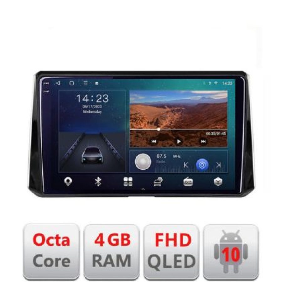 Navigatie Toyota Corolla/Auris 2018- B-388 Android Ecran QLED octa core 4+64 carplay android auto KIT-388+EDT-E310V3 - imagine 2