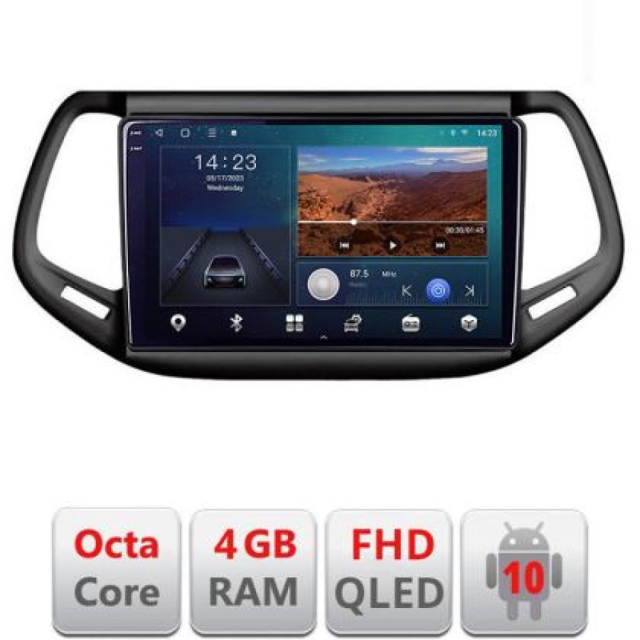 Navigatie Jeep Compass 2017 B-739 Android Ecran QLED octa core 4+64 carplay android auto KIT-732+EDT-E310V3 - imagine 2