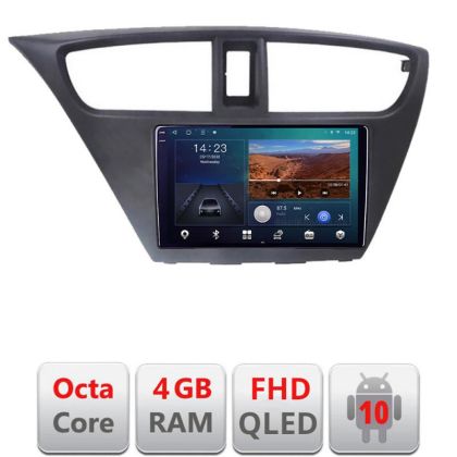 Navigatie Honda Civic 2012-2016 B-CIVIC Android Ecran QLED octa core 4+64 carplay android auto KIT-civic+EDT-E309V3+ctsho006.2+ctmultilead.2+cab- - imagine 2
