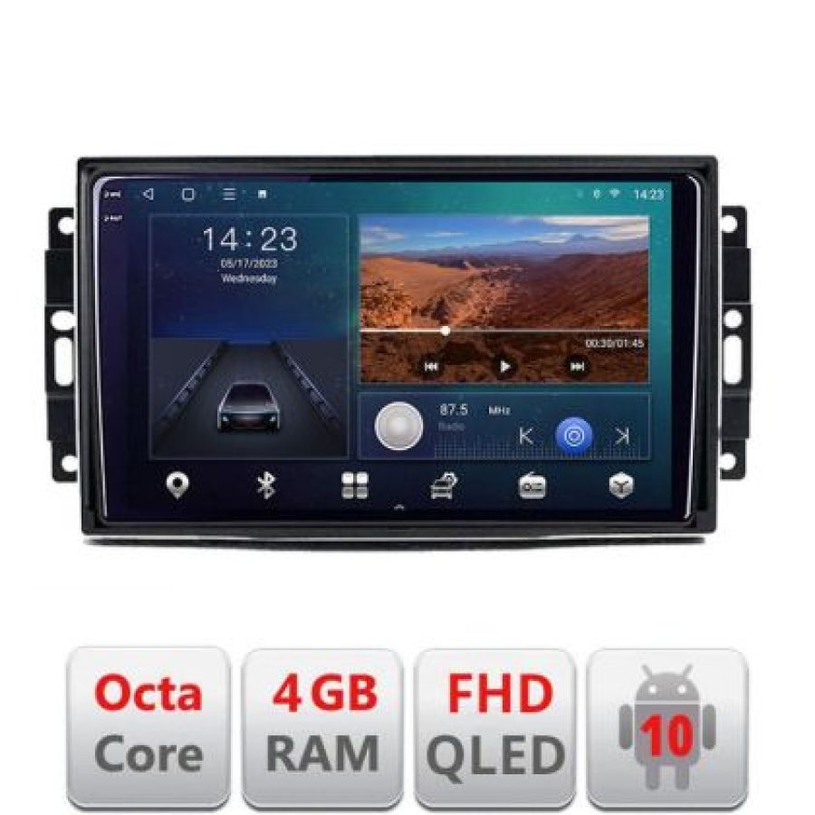 Navigatie Chrysler Jeep B-202 Android Ecran QLED octa core 4+64 carplay android auto KIT-202+EDT-E310V3 v2 - imagine 2