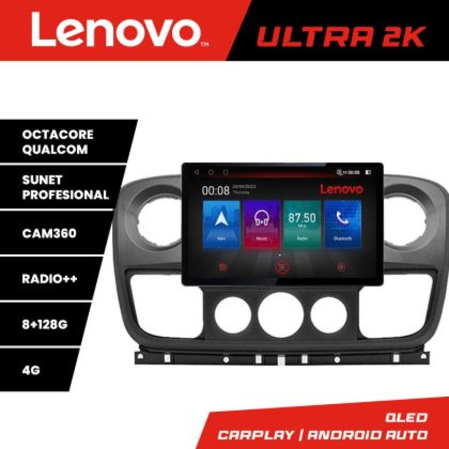 Navigatie Opel Movano, Renault Master 2010-2021 ecran 13" 2K 8+128 Android Waze USB Navigatie 4G 360 Toslink Yo v1 - imagine 4