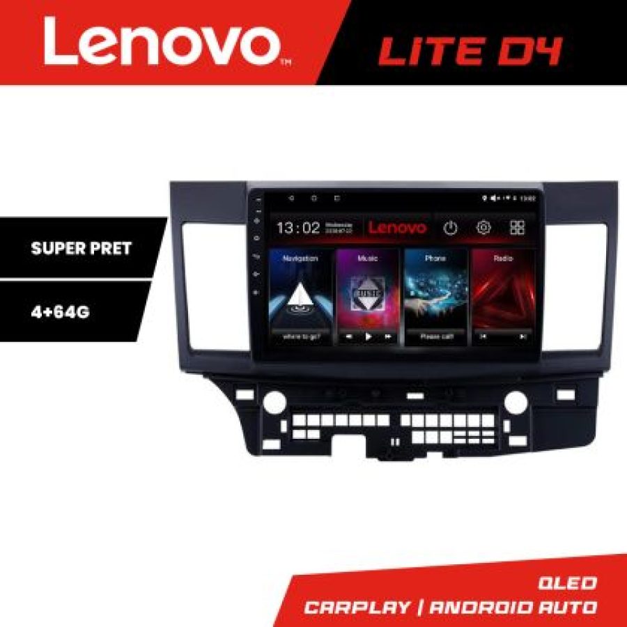 Navigatie Mitsubishi Lancer Lenovo Kit-037 4+64 GB Android Waze USB Navigatie Internet Youtube Radio - imagine 3