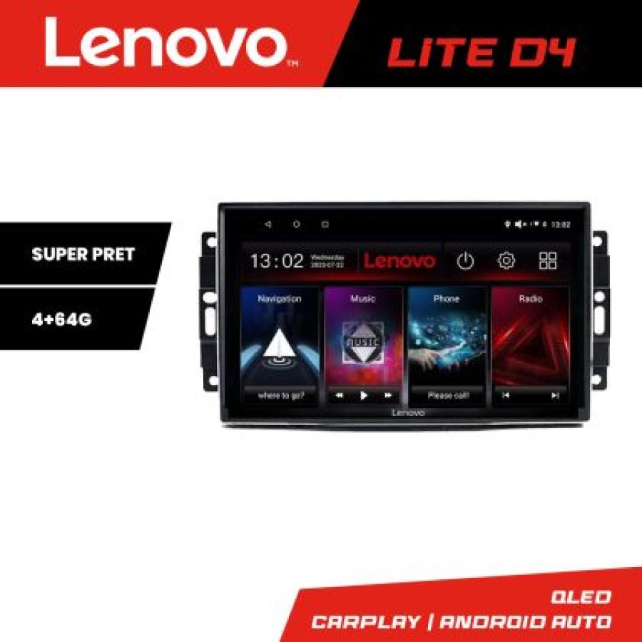 Navigatie Chrysler Jeep Lenovo Kit-202 4+64 GB Android Waze USB Navigatie Internet Youtube Radio v2 - imagine 3