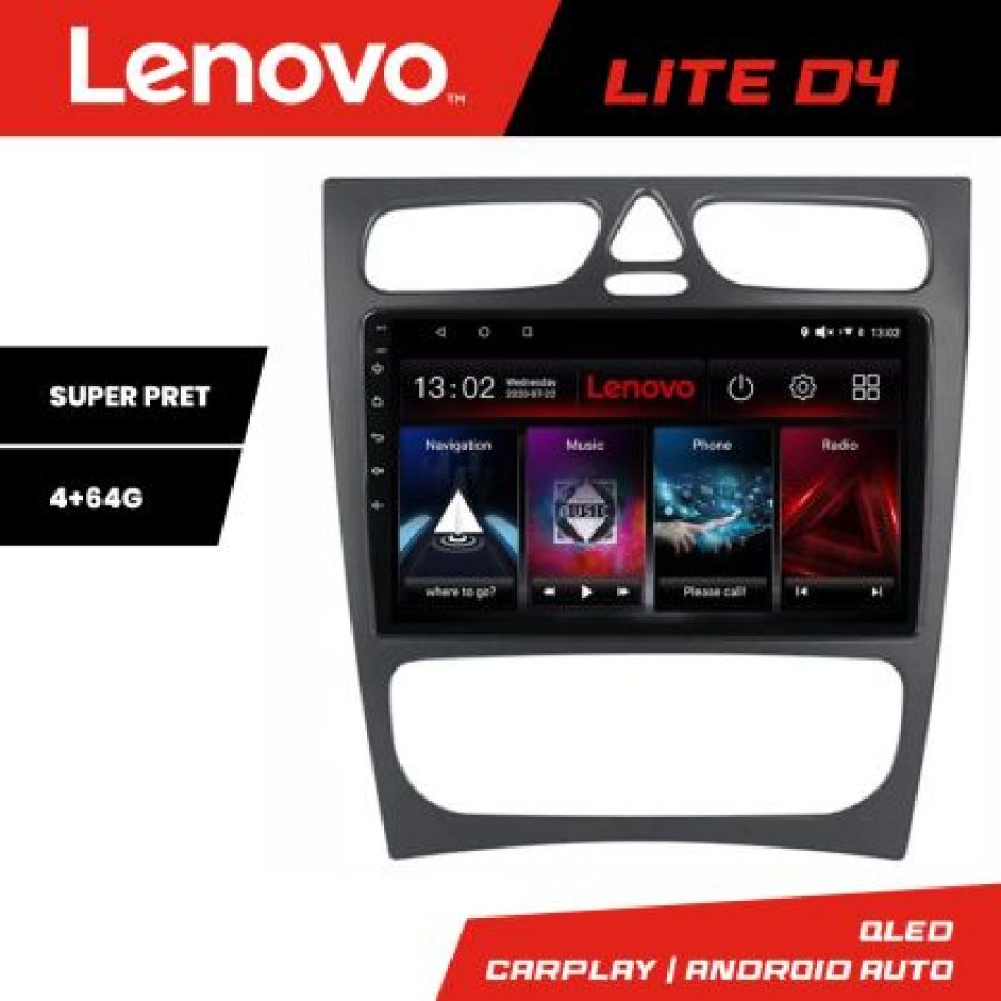 Navigatie Mercedes C W203 2000-2004 Lenovo Kit-clk 4+64 GB Android Waze USB Navigatie Internet Youtube Radio - imagine 3