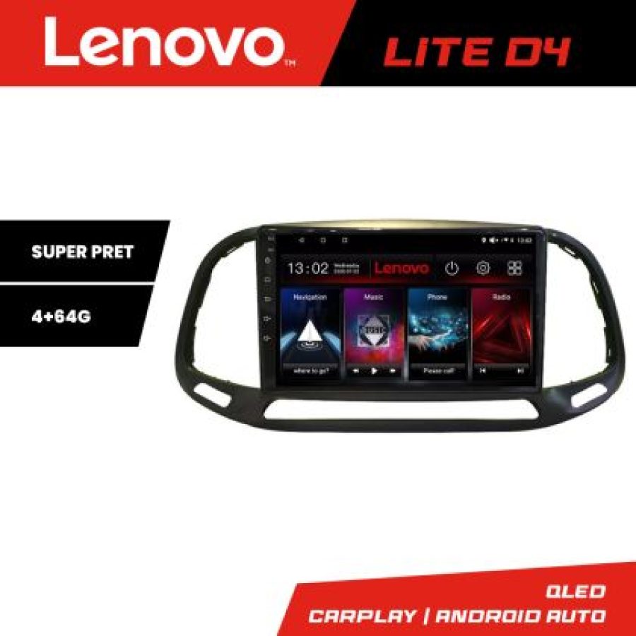 Navigatie Fiat Doblo 2015-2018 Lenovo Kit-DOBLO15 4+64 GB Android Waze USB Navigatie Internet Youtube Radio - imagine 5