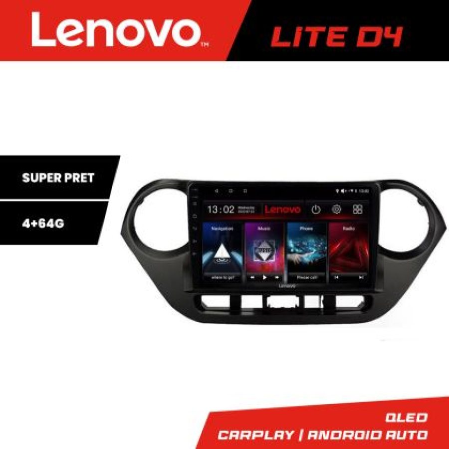 Navigatie Hyundai I10 2013-2019 Lenovo Kit-HY38 4+64 GB Android Waze USB Navigatie Internet Youtube Radio - imagine 5