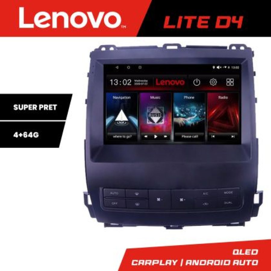Navigatie Toyota Prado J120 2002-2009 Lenovo Kit- j120 4+64 GB Android Waze USB Navigatie Internet Youtube Radio v1 - imagine 3