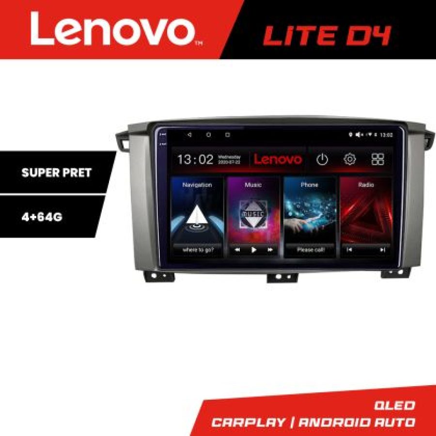 Navigatie Toyota Land Cruiser L100 2002-2006 Android radio gps internet 4+64 Lenovo - imagine 3