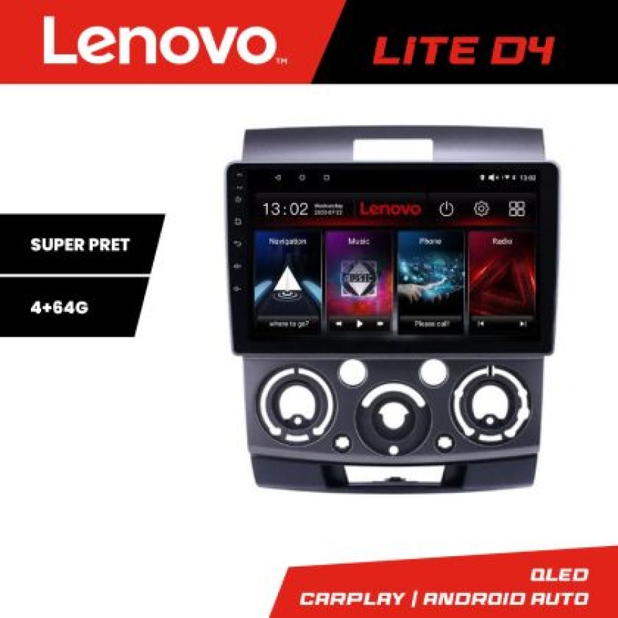 Navigatie Ford Ranger Mazda BT50 2007-2012 Lenovo Kit-RANGER 4+64 GB Android Waze USB Navigatie Internet Youtube Radio v1 - imagine 3