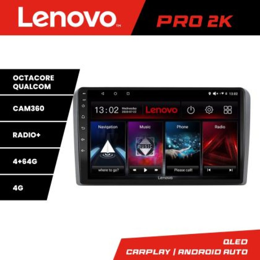 Navigatie Audi A3 8P Quad Core Lenovo Kit-049 8 core QLED 2K 4+64 360 Android Waze USB Navigatie Internet Youtube Radio - imagine 3