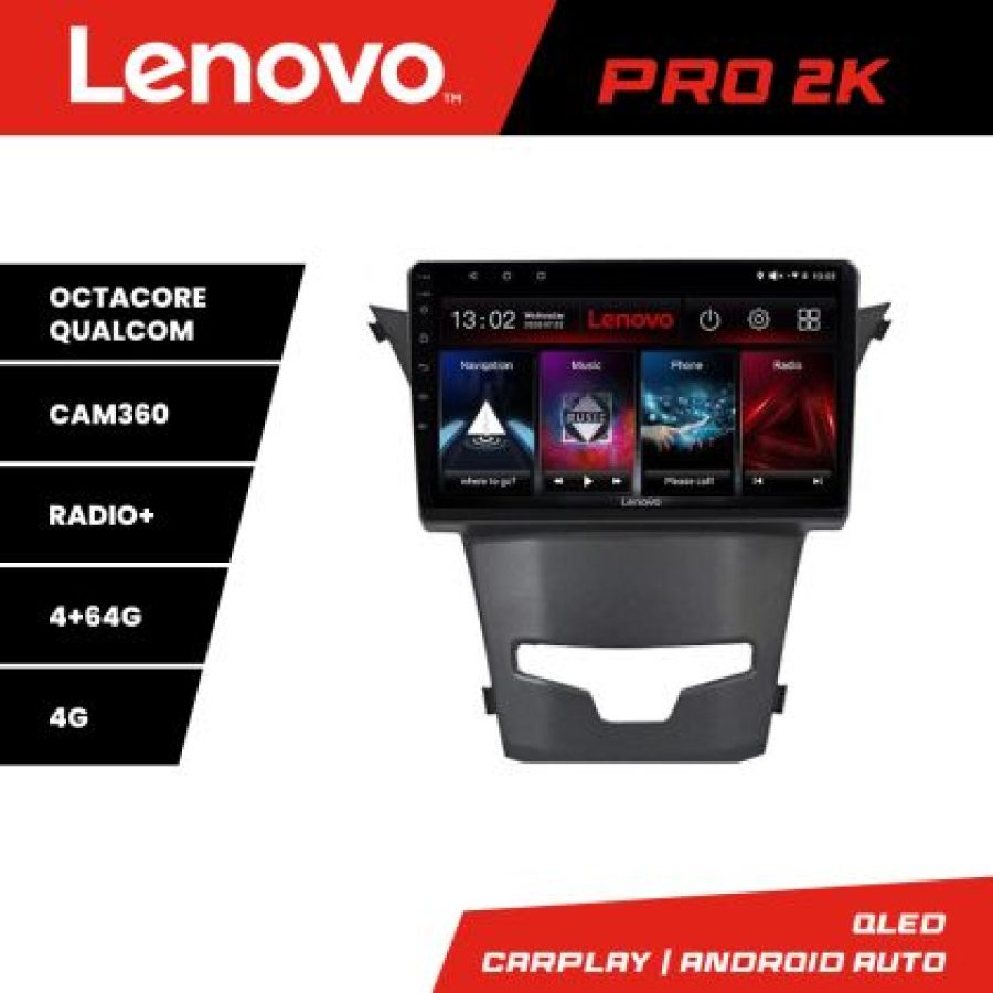 Navigatie Ssangyong Korando 2014-2019 Lenovo Kit-1159 8 core QLED 2K 4+64 360 Android Waze USB Navigatie Internet Youtube Radio - imagine 3