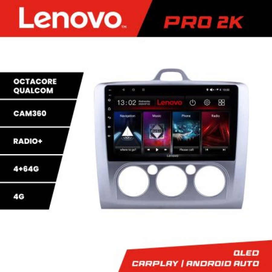 Navigatie Ford Focus 2 Manual Lenovo Kit-140-manual 8 core QLED 2K 4+64 360 Android Waze USB Navigatie Internet Youtube Radio - imagine 3