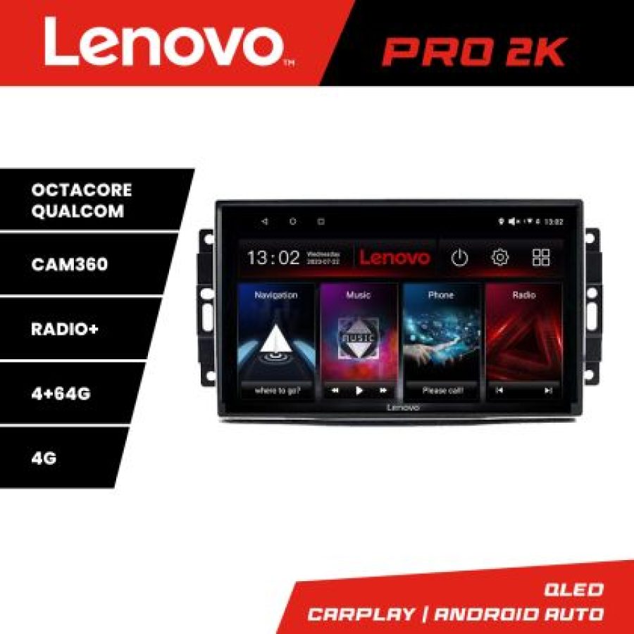 Navigatie Chrysler Jeep Lenovo Kit-202 8 core QLED 2K 4+64 360 Android Waze USB Navigatie Internet Youtube Radio - imagine 3