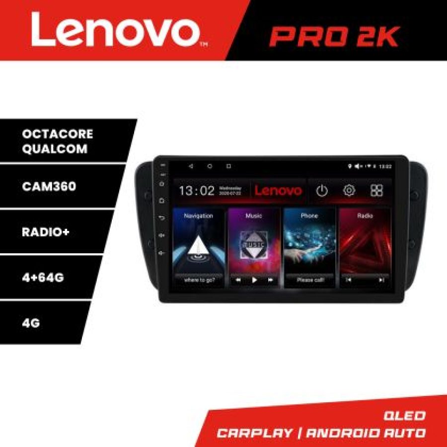 Navigatie Seat Ibiza 2008-2014 Lenovo Kit-246 8 core QLED 2K 4+64 360 Android Waze USB Navigatie Internet Youtube Radio - imagine 3