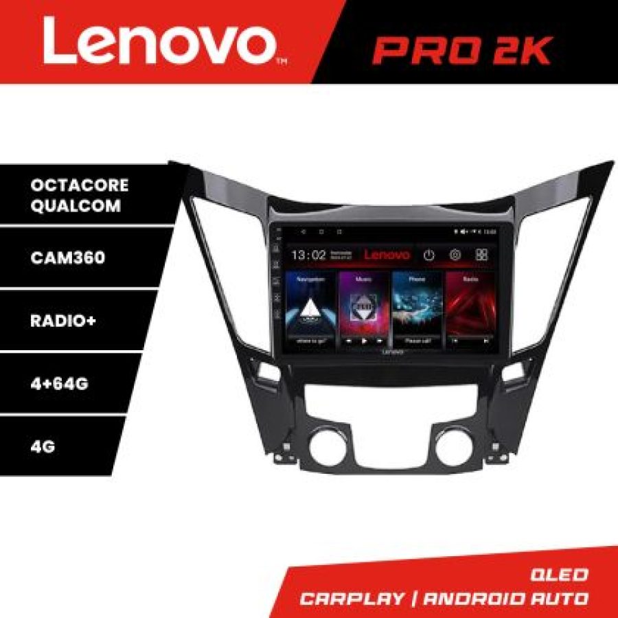 Navigatie Hyundai Sonata 2011-2015 Lenovo Kit-259 8 core QLED 2K 4+64 360 Android Waze USB Navigatie Internet Youtube Radio - imagine 3