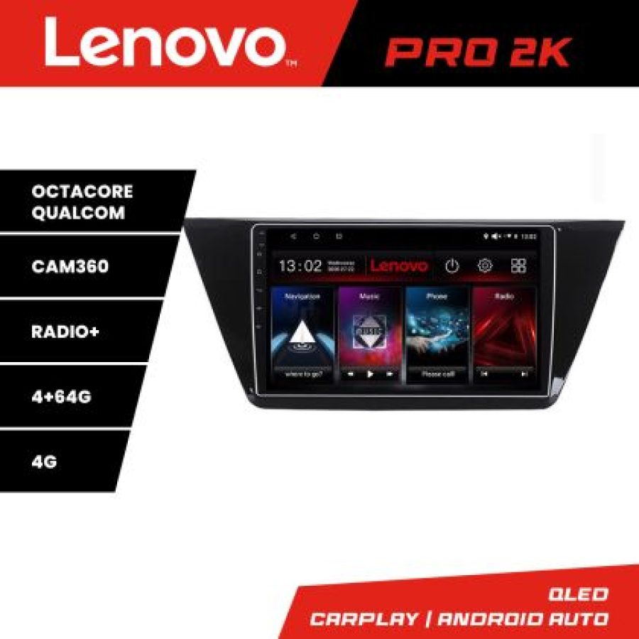Navigatie Volkswagen Touran 2016- Lenovo Kit-3144 8 core QLED 2K 4+64 360 Android Waze USB Navigatie Internet Youtube Radio - imagine 3