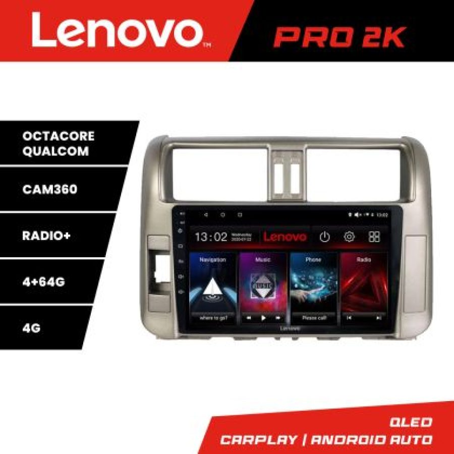Navigatie Toyota Prado 2010-2013 Lenovo Kit-347 8 core QLED 2K 4+64 360 Android Waze USB Navigatie Internet Youtube Radio - imagine 3