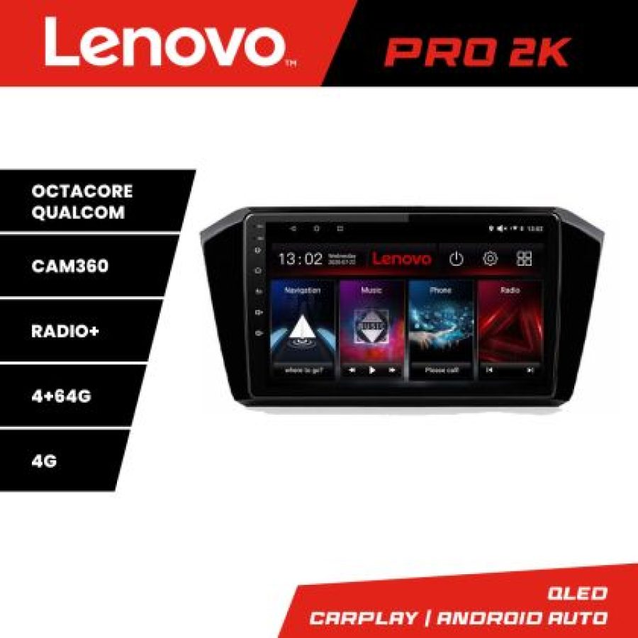 Navigatie VW Passat 2015- Lenovo Kit-518 8 core QLED 2K 4+64 360 Android Waze USB Navigatie Internet Youtube Radio - imagine 3