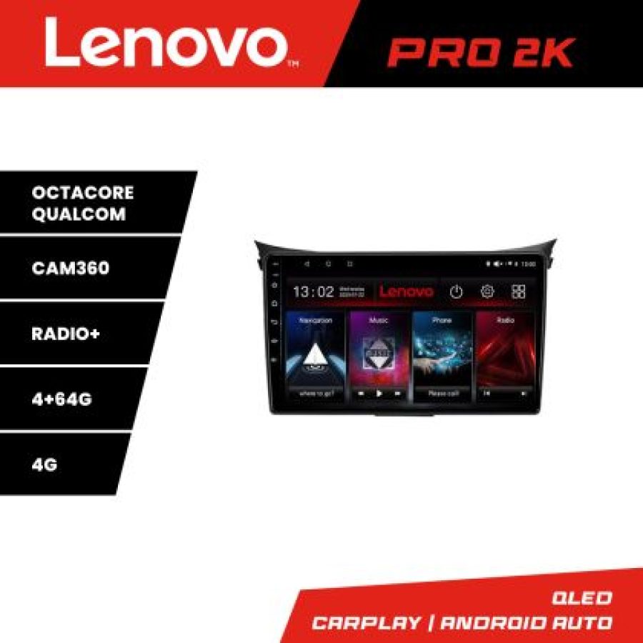 Navigatie Hyundai I30 2011-2016 8 core QLED 2K 4+64 360 Android Waze USB Navigatie Internet Youtube Radio Lenovo - imagine 3