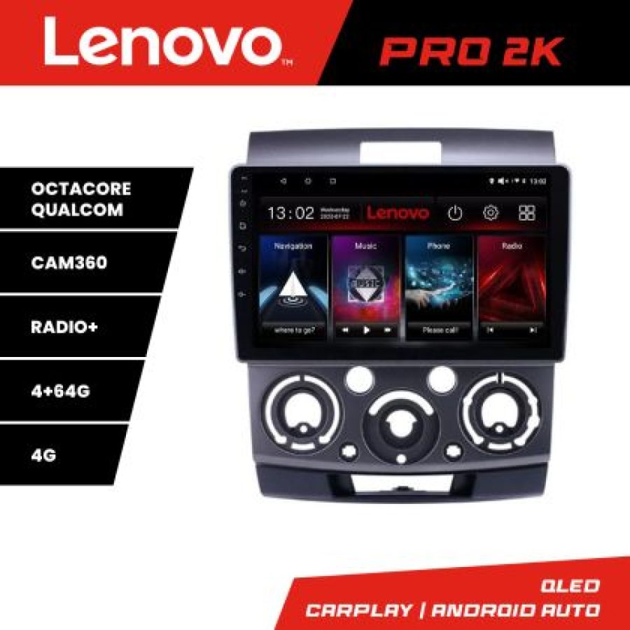 Navigatie Ford Ranger Mazda BT50 2007-2012 Lenovo Kit-RANGER 8 core QLED 2K 4+64 360 Android Waze USB Navigatie Internet Youtube Radio v1 - imagine 3