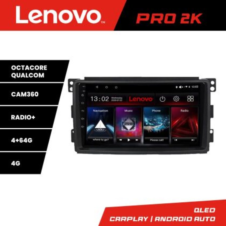 Navigatie Smart 2005-2010 Lenovo Kit-SMART05 8 core QLED 2K 4+64 360 Android Waze USB Navigatie Internet Youtube Radio - imagine 3