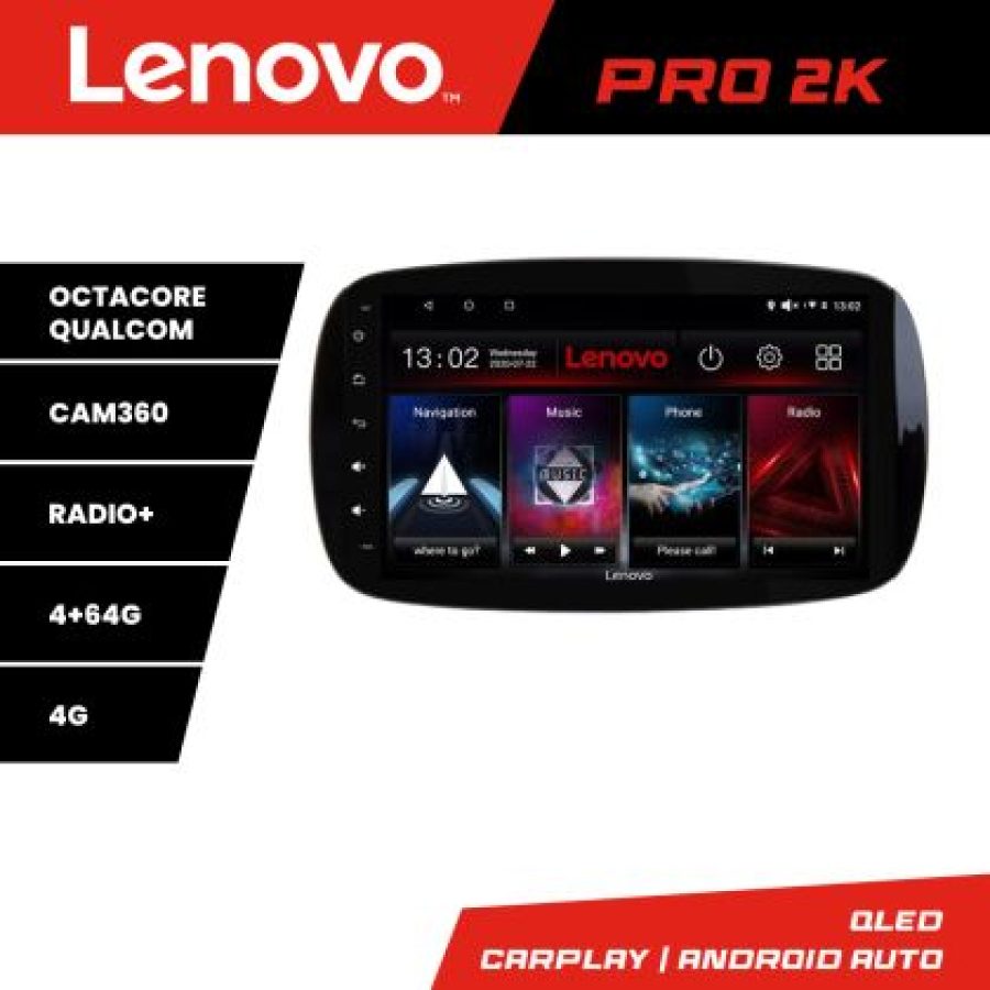 Navigatie Smart For Two 2015- Lenovo Kit-Smart15 8 core QLED 2K 4+64 360 Android Waze USB Navigatie Internet Youtube Radio - imagine 5