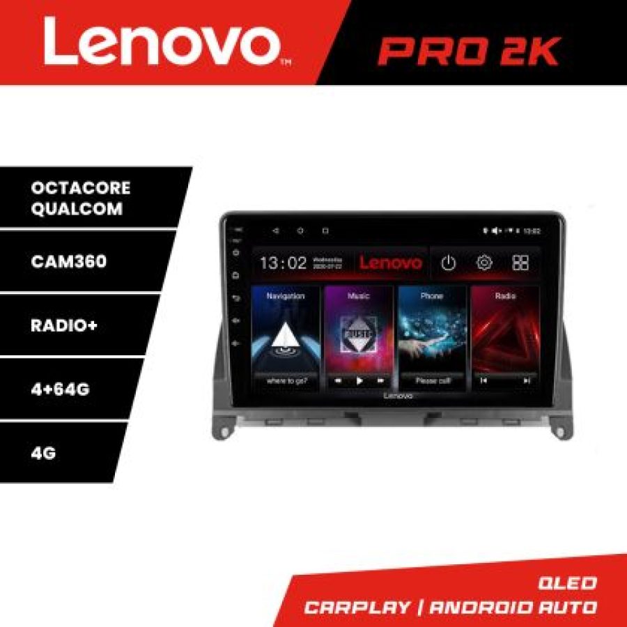 Navigatie Mercedes W204 2008-2012 Lenovo Kit-W204 8 core QLED 2K 4+64 360 Android Waze USB Navigatie Internet Youtube Radio - imagine 3