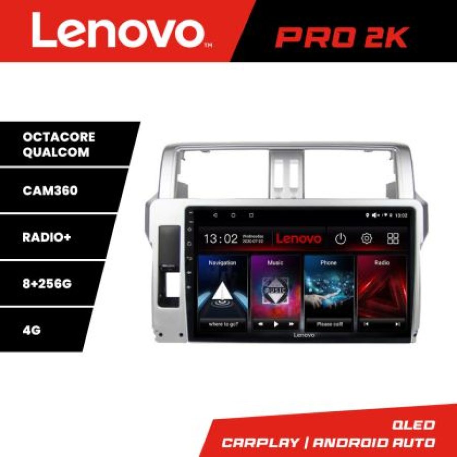 Navigatie Toyota Landcruiser J150 Prado 2014-2017 Lenovo Kit-065 8 core QLED 2K 8+256 360 Android Waze USB Navigatie Internet Youtube Radio - imagine 3