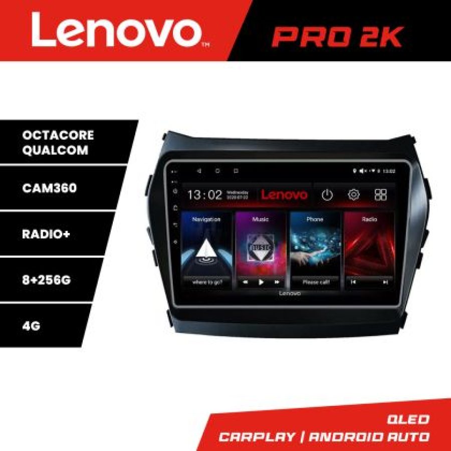 Navigatie Hyundai Santa Fe IX45 2012-2017 Lenovo Kit-209 8 core QLED 2K 8+256 360 Android Waze USB Navigatie Internet Youtube Radio - imagine 3