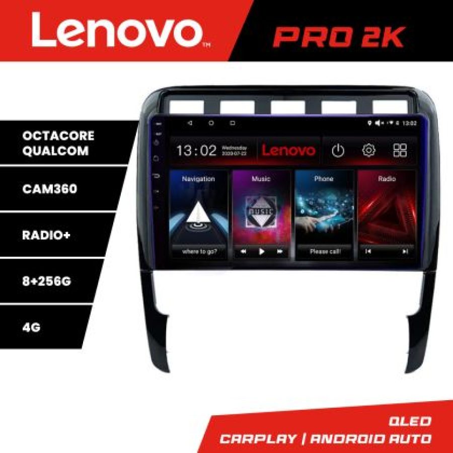 Navigatie Porsche Cayenne 2002-2011 Lenovo Kit-443 8 core QLED 2K 8+256 360 Android Waze USB Navigatie Internet Youtube Radio - imagine 5