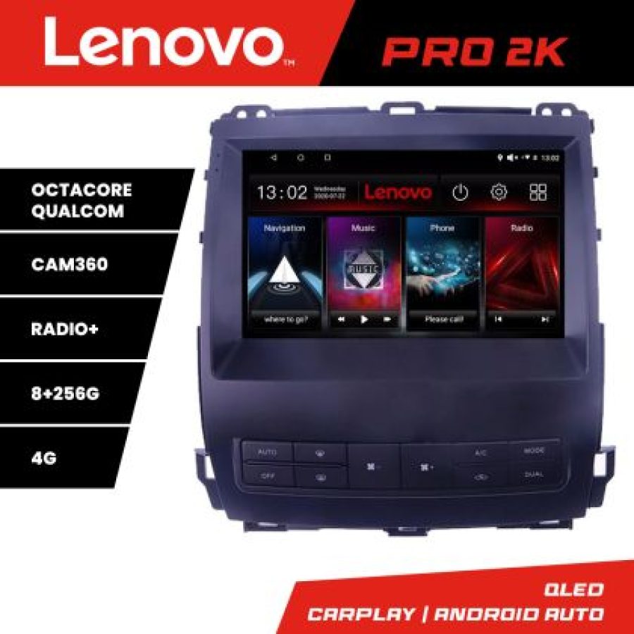 Navigatie Toyota Prado J120 2002-2009 Lenovo Kit- j120 8 core QLED 2K 8+256 360 Android Waze USB Navigatie Internet Youtube Radio - imagine 5