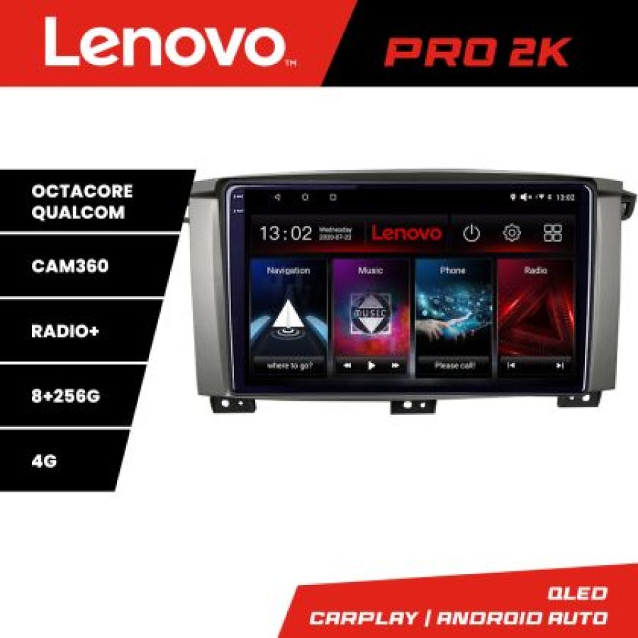 Navigatie Toyota Land Cruiser L100 2002-2006 Android radio gps internet 8 core QLED 2K 8+256 360 Lenovo - imagine 3