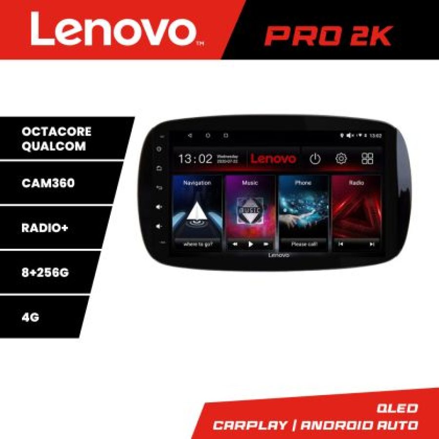 Navigatie Smart For Two 2015- Lenovo Kit-Smart15 8 core QLED 2K 8+256 360 Android Waze USB Navigatie Internet Youtube Radio - imagine 5