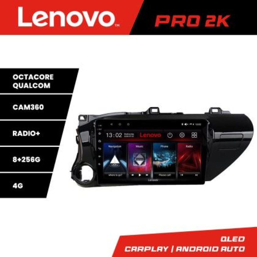 Navigatie Toyota Hilux 2016- Lenovo Kit-TY59 8 core QLED 2K 8+256 360 Android Waze USB Navigatie Internet Youtube Radio - imagine 3