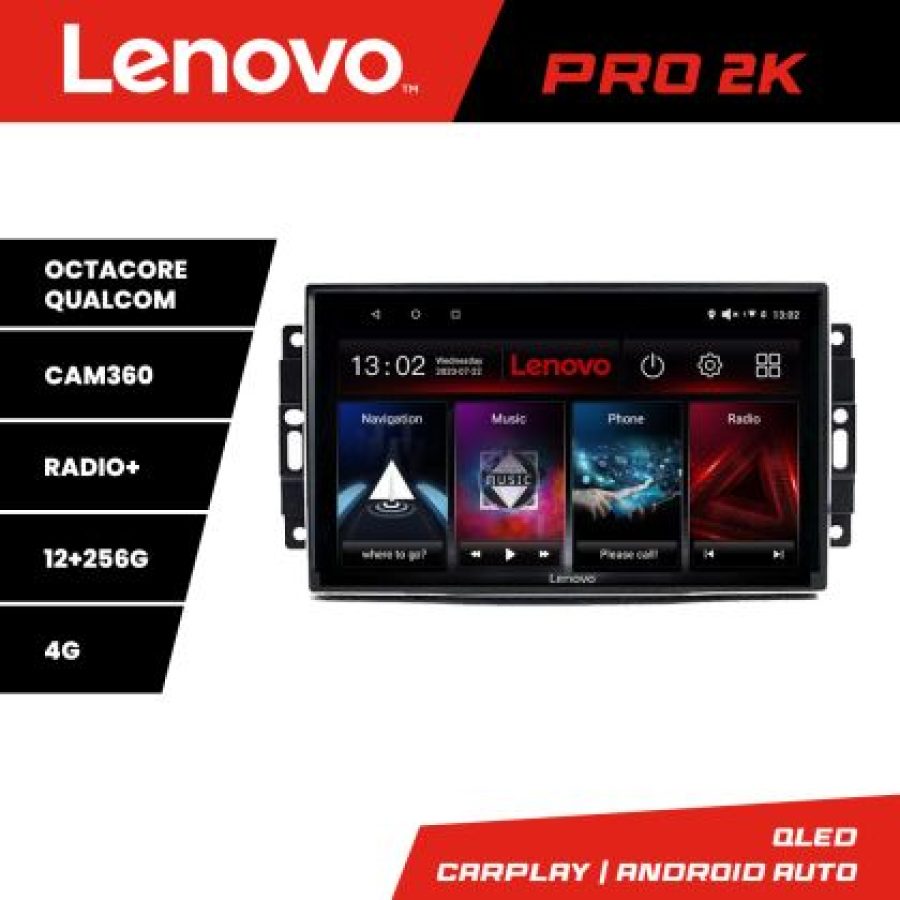 Navigatie Chrysler Jeep Lenovo Kit-202 8 core QLED 2K 12+256 360 Android Waze USB Navigatie Internet Youtube Radio - imagine 3