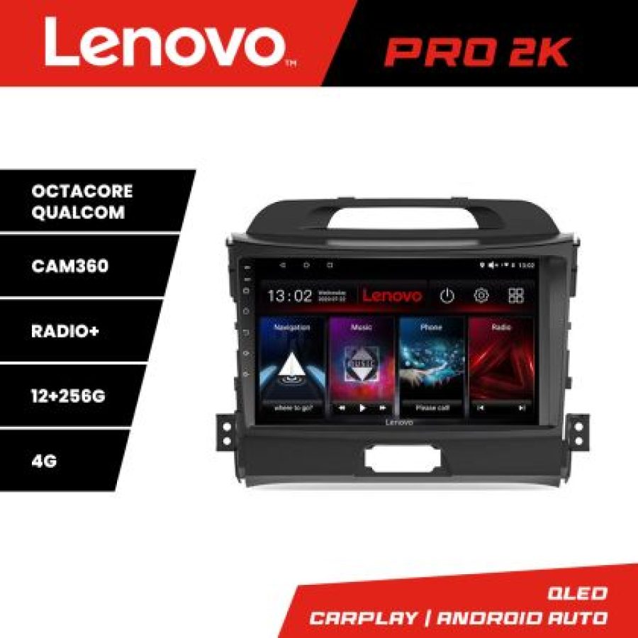 Navigatie Kia Sportage 2010- Lenovo Kit-325 8 core QLED 2K 12+256 360 Android Waze USB Navigatie Internet Youtube Radio - imagine 3
