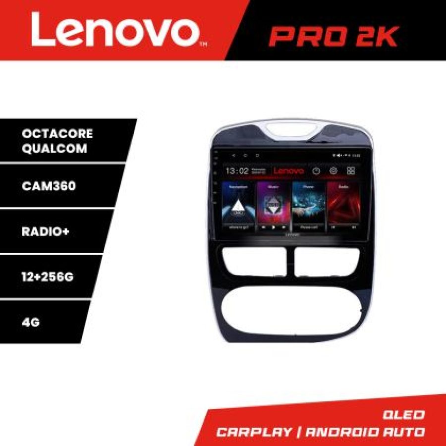 Navigatie Renault Clio 4 V1 Lenovo Kit-467 8 core QLED 2K 12+256 360 Android Waze USB Navigatie Internet Youtube Radio - imagine 3